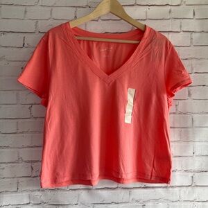 Coral V-Neck Women's Crop Top